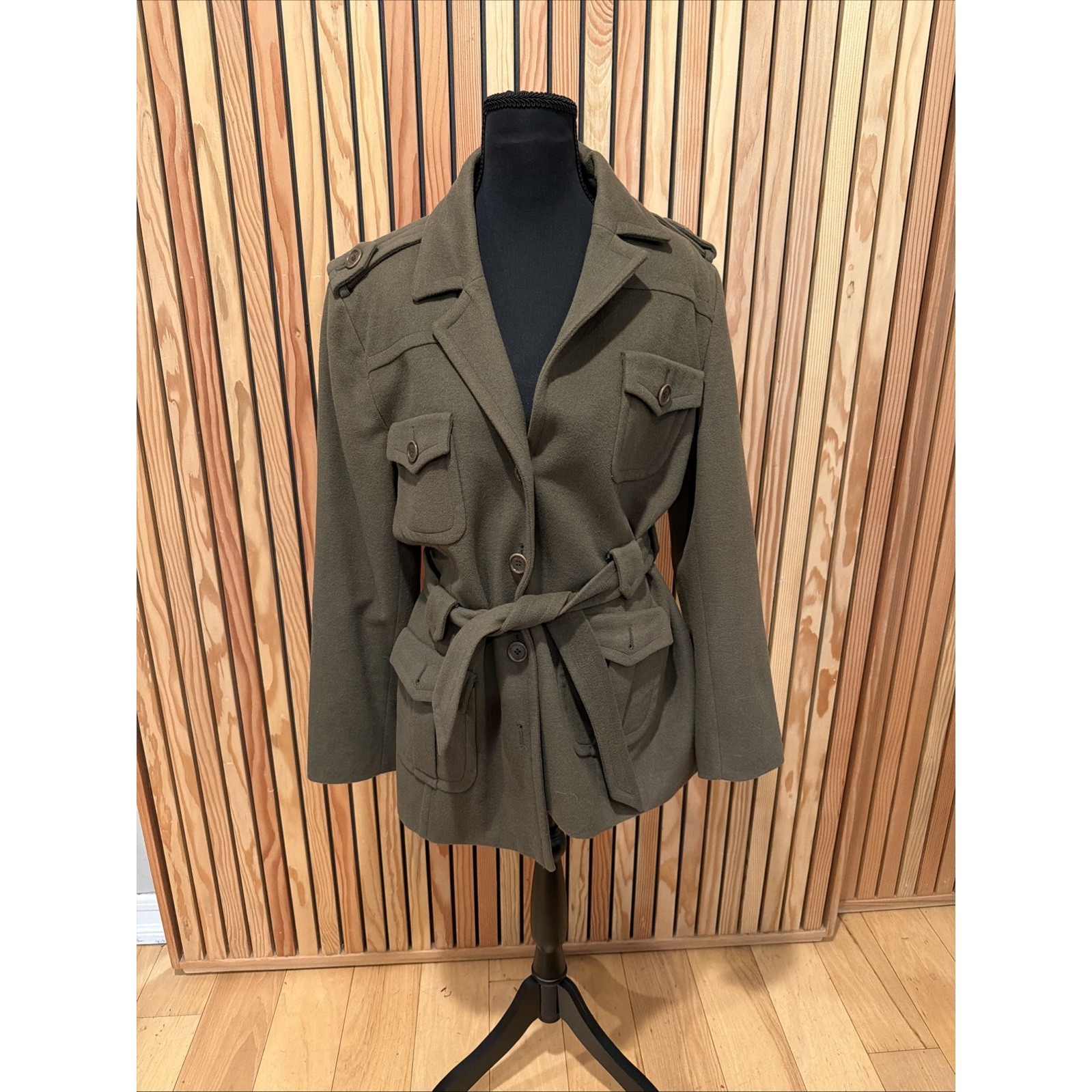 Vintage Daslu 1997 Safari Jacket Olive Belted Utility Size 46